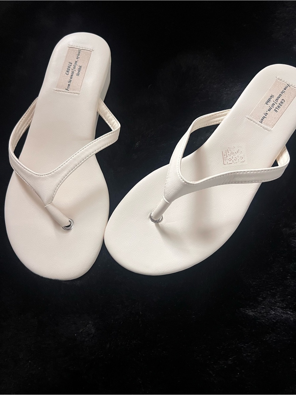 Cream Thong Sandals for Women
